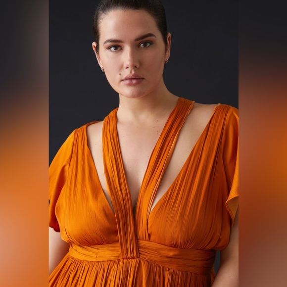 Anthropologie Deep V-Neck Vibrant Mini Dress - Picture 10 of 16